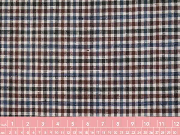 British Designer Deadstock - Linen/Polyester Slubby Yarn Dyed Check - Multi