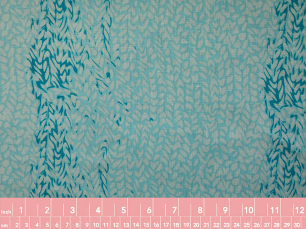 Printed Linen - Water Leaf - Aqua