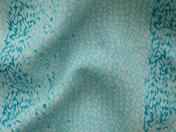 Printed Linen - Water Leaf - Aqua