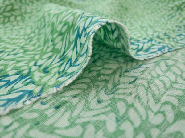 Printed Linen - Water Leaf - Green