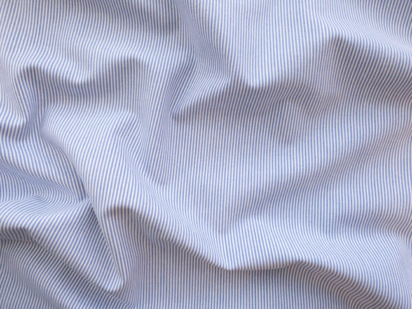 British Designer Deadstock – Cotton Stretch Oxford Pinstripe - Blue/White