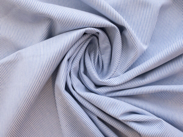 British Designer Deadstock – Cotton Stretch Oxford Pinstripe - Blue/White