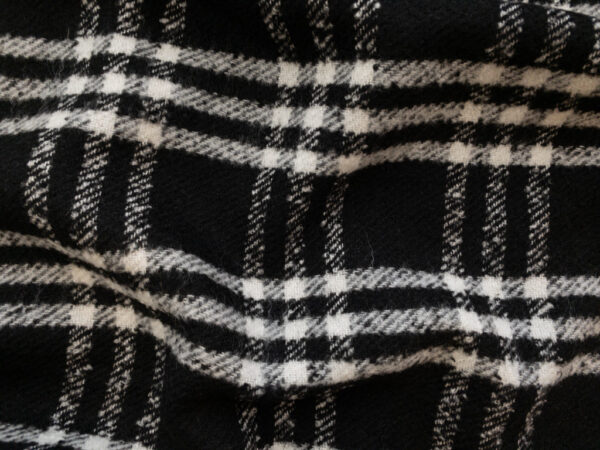 British Designer Deadstock - Wool Blend Boucle Coating - Black/White Plaid