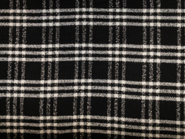 British Designer Deadstock - Wool Blend Boucle Coating - Black/White Plaid