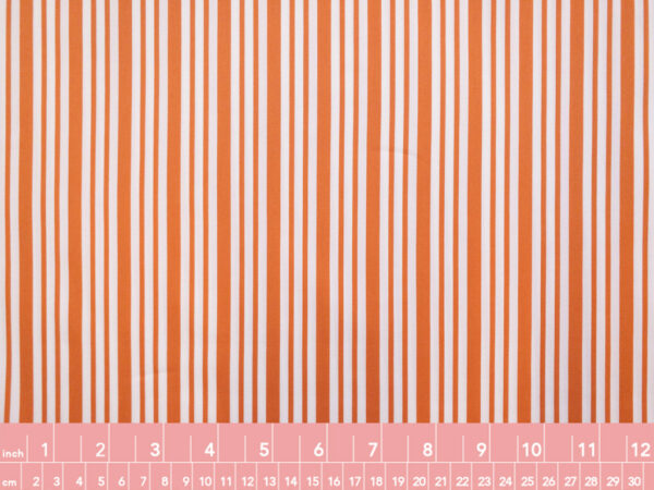 European Designer Deadstock – Cotton/Polyester/Spandex Stretch Sateen – Orange Stripe