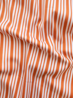 European Designer Deadstock – Cotton/Polyester/Spandex Stretch Sateen – Orange Stripe