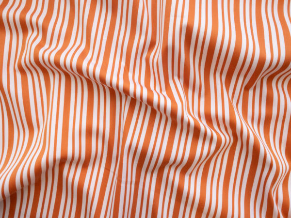 European Designer Deadstock – Cotton/Polyester/Spandex Stretch Sateen – Orange Stripe