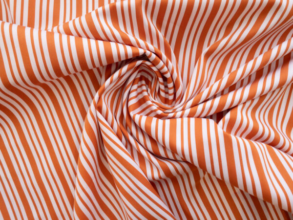 European Designer Deadstock – Cotton/Polyester/Spandex Stretch Sateen – Orange Stripe