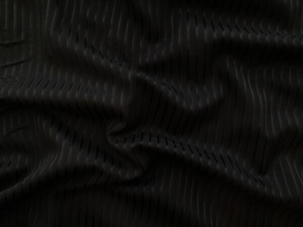 Designer Deadstock - Silk/Cotton Voile - Self Stripe - Black