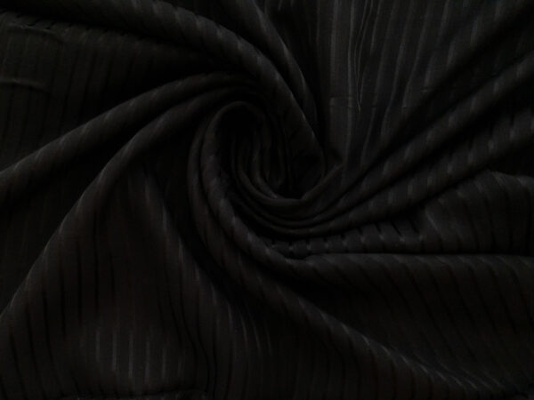 Designer Deadstock - Silk/Cotton Voile - Self Stripe - Black