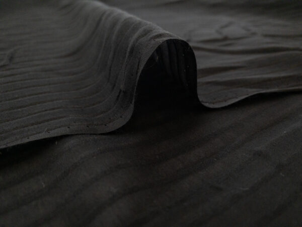 Designer Deadstock - Silk/Cotton Voile - Self Stripe - Black