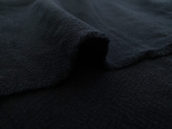 European Designer Deadstock – Washed Wool Crepe Canvas - Black