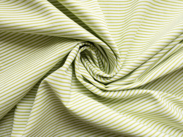 British Designer Deadstock - Yarn Dyed Cotton Shirting - Textured Stripe - Lime/White