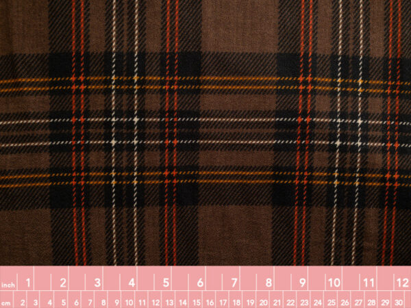 European Designer Deadstock - Viscose Crepe - Plaid - Brown/Black