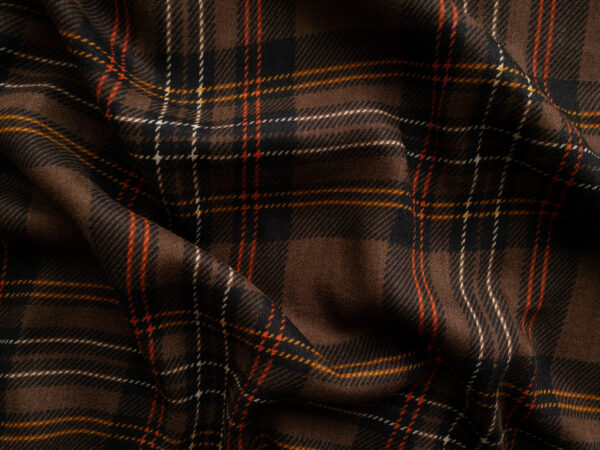 European Designer Deadstock - Viscose Crepe - Plaid - Brown/Black