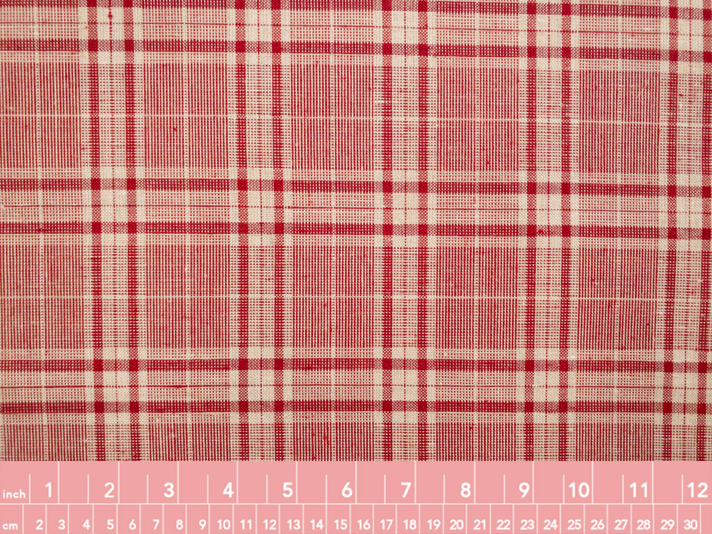 European Designer Deadstock – Yarn Dyed Linen - Red/Tan Plaid ...