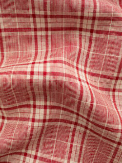 European Designer Deadstock – Yarn Dyed Linen - Red/Tan Plaid