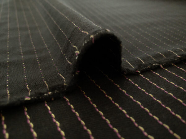 European Designer Deadstock - Wool Suiting - Slate Pinstripe