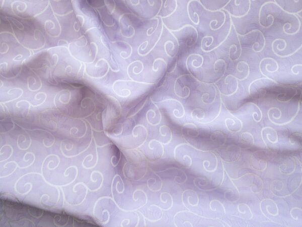 European Designer Deadstock - Polyester Brocade - Lavender Spirals