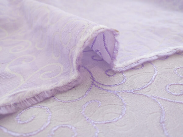 European Designer Deadstock - Polyester Brocade - Lavender Spirals