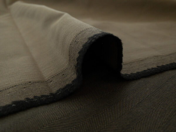 European Designer Deadstock - Cotton/Polyester Herringbone - Driftwood