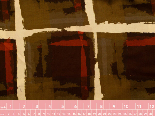 European Designer Deadstock - Viscose Challis - Rough Squares - Olive