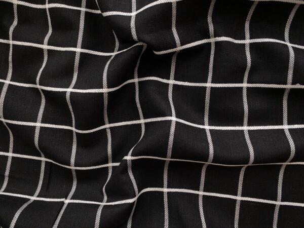 European Designer Deadstock – Yarn Dyed Linen - Windowpane - Black/White