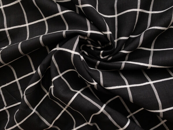 European Designer Deadstock – Yarn Dyed Linen - Windowpane - Black/White