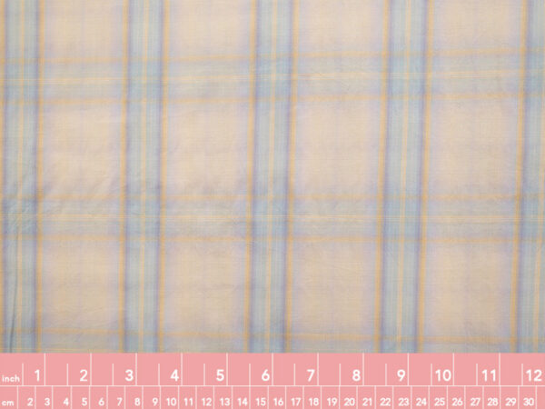 British Designer Deadstock - Cotton Shirting - Plaid - Pale Yellow/Blue