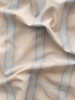 British Designer Deadstock - Cotton Shirting - Plaid - Pale Yellow/Blue