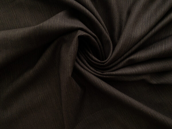 British Designer Deadstock – Yarn Dyed Cotton Shirting - Pinstripe - Espresso