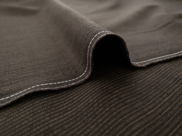 British Designer Deadstock – Yarn Dyed Cotton Shirting - Pinstripe - Espresso