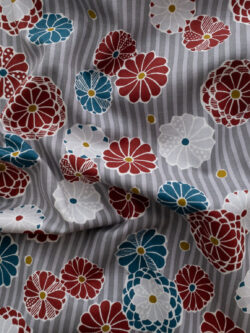 Japanese Cotton Sheeting - Floral Dots - Grey