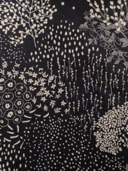 Japanese Linen/Cotton Canvas – Plants Border Print - Black/Natural