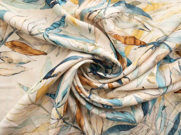 Rayon Poplin Print – Watercolor Botanicals - Cream