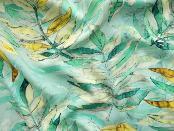 Rayon Poplin Print – Watercolor Botanicals - Green