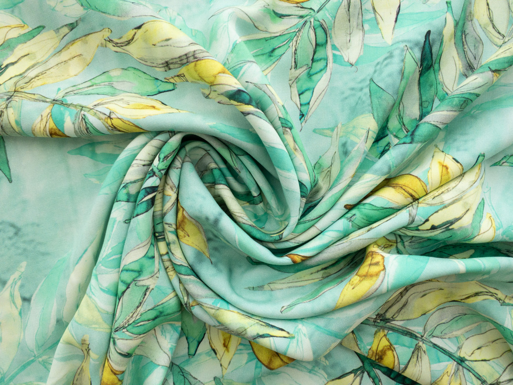 Rayon Poplin Print – Watercolor Botanicals - Green - Stonemountain ...