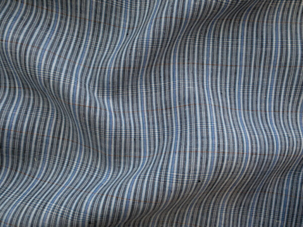 European Designer Deadstock - Linen - Blue Stripe