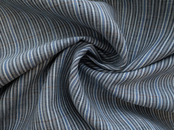 European Designer Deadstock - Linen - Blue Stripe