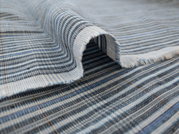 European Designer Deadstock - Linen - Blue Stripe