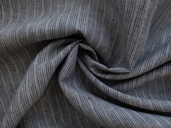 European Designer Deadstock - Linen - Varied Stripe - Black