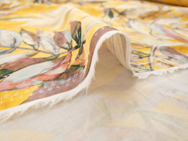 Rayon Poplin Print – Watercolor Botanicals - Yellow