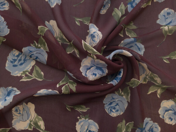 British Designer Deadstock - Silk Chiffon - Classic Rose - Maroon