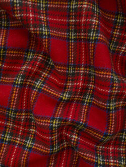 British Designer Deadstock - Wool/Polyester Coating - Stewart Plaid - Scarlet