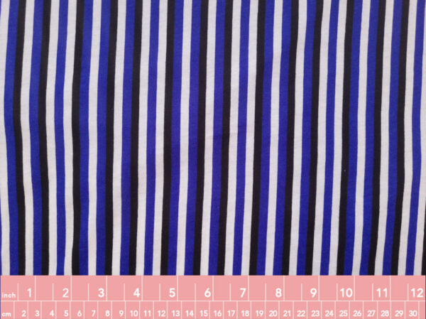 British Designer Deadstock - Cotton Jersey - Blue/Black/White Stripe