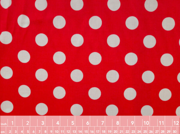 Designer Deadstock - Rayon Challis - Red/White Polka Dot