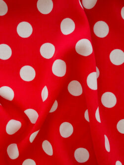 Designer Deadstock - Rayon Challis - Red/White Polka Dot