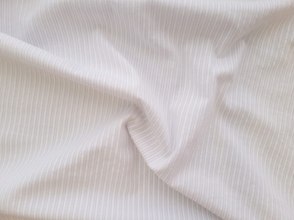 British Designer Deadstock – Yarn Dyed Cotton Shirting – Stripes - White/Grey