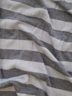 British Designer Deadstock – Viscose/Spandex Knit - Wide Stripes - White/Grey