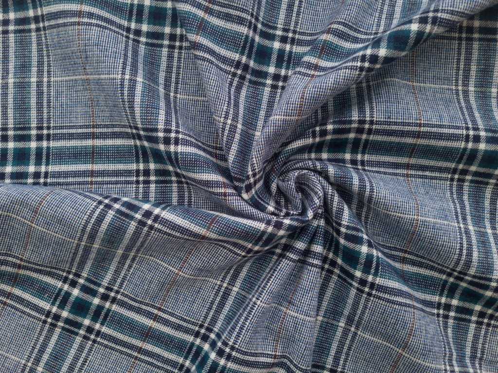 Japanese Designer Deadstock – Cotton Flannel - Plaid - Red/Sky Blue -  Stonemountain & Daughter Fabrics